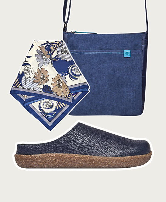 Blue extra cushioned leather clogs - PEVENSEY INDIGO