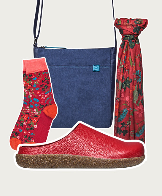 Red extra cushioned leather clogs - PEVENSEY RED LEATHER