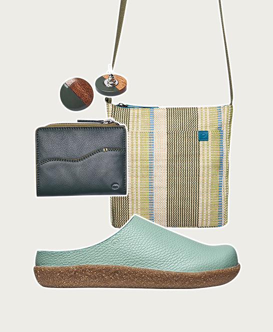 Green extra cushioned leather clogs - PEVENSEY SEA MIST LEATHER