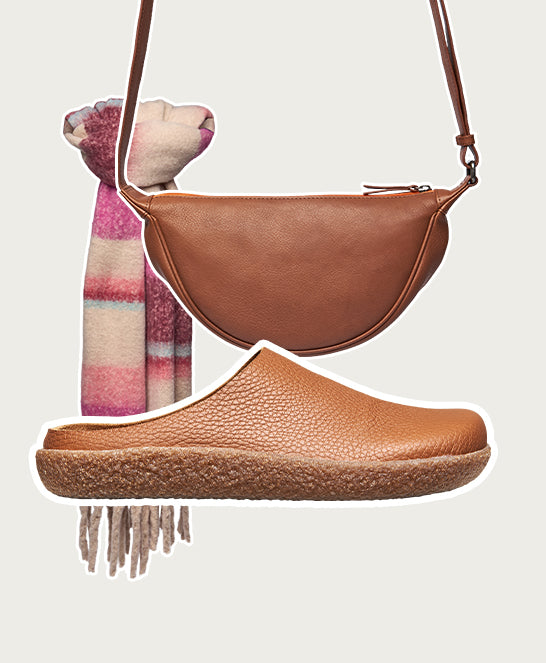 Brown extra cushioned leather clogs - PEVENSEY TAN