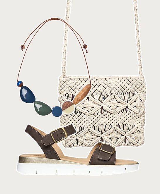 Brown cushioned slingback city sandals - PHILLY BROWN NUBUCK
