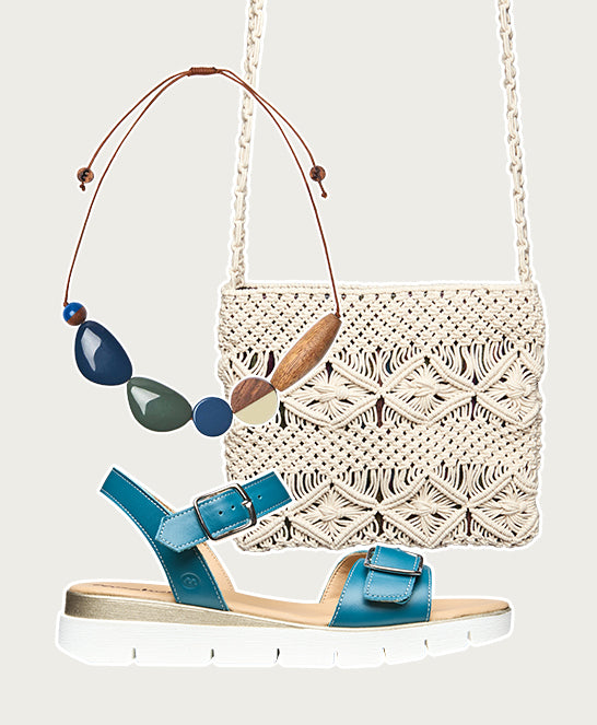 Blue cushioned slingback city sandals - PHILLY MARINE TEAL LEATHER