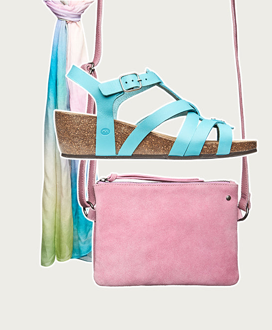 Blue mid-wedge cork sandal - POLPERRO POOL BLUE