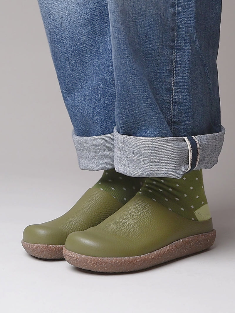 Green extra cushioned leather clogs - PEVENSEY OLIVE GREEN LEATHER
