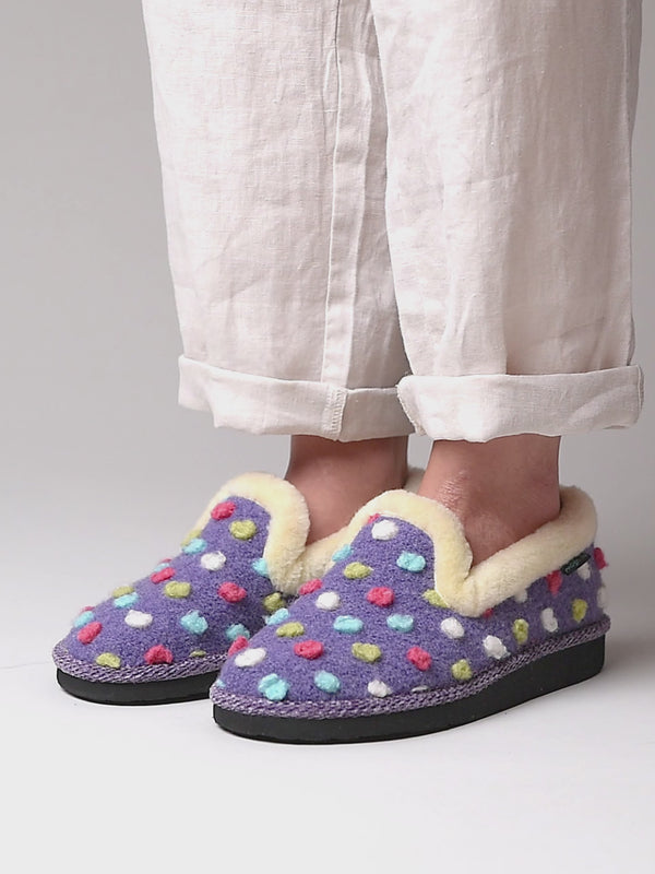 Purple classic colourful spotty slippers - PEANUT BRITTLE VIOLET