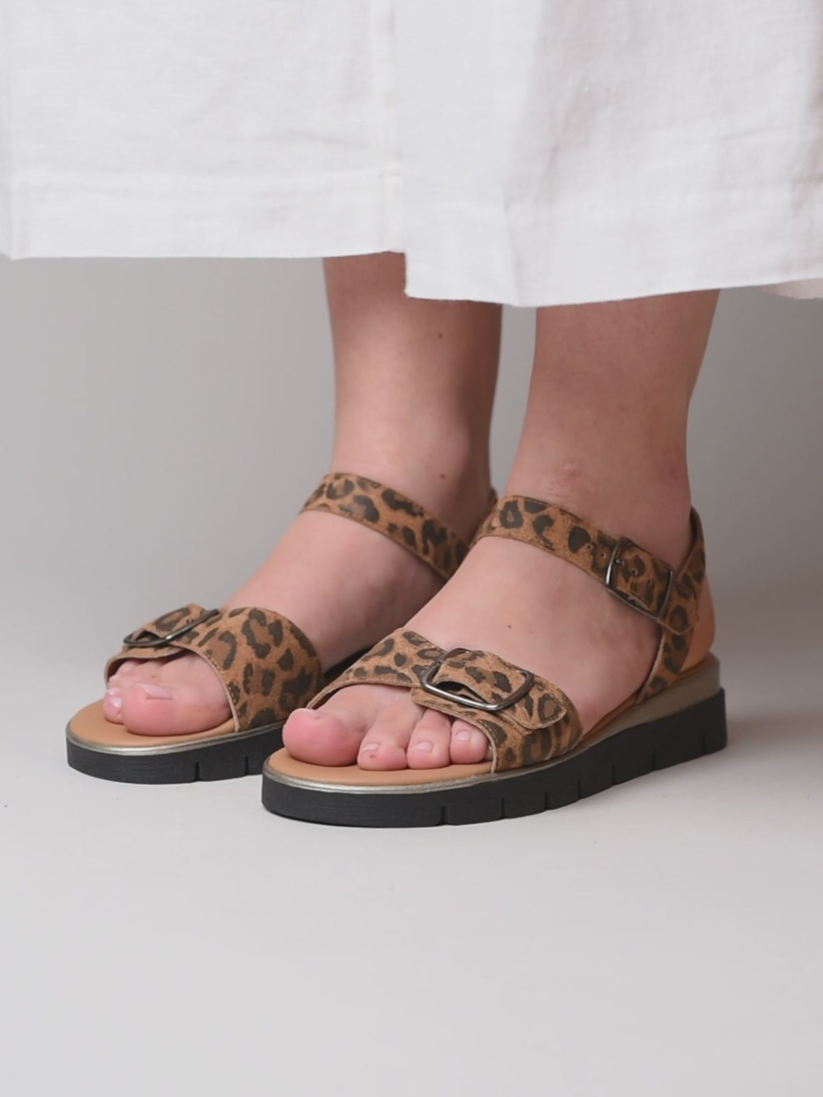 Brown cushioned slingback city sandals - PHILLY LEOPARD PRINT