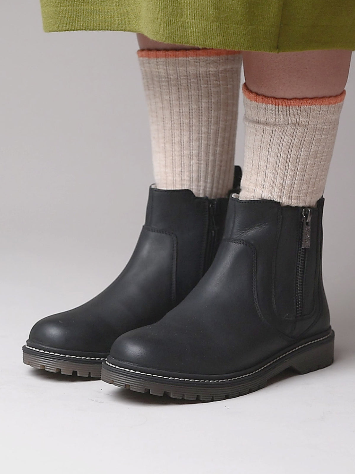 Black fleece lined ankle boot - HATTER 2 BLACK WAXY