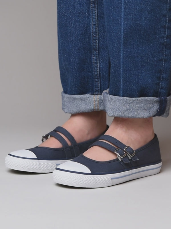 Blue double strap ballerina style trainer - MARZIO INDIGO