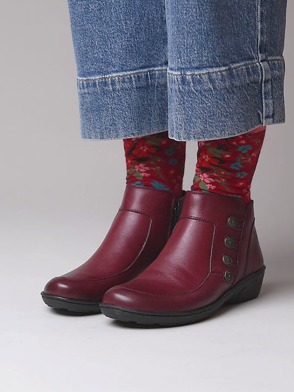 Red leather lightweight ankle boots - FRUIT DROP 2 CABERNET