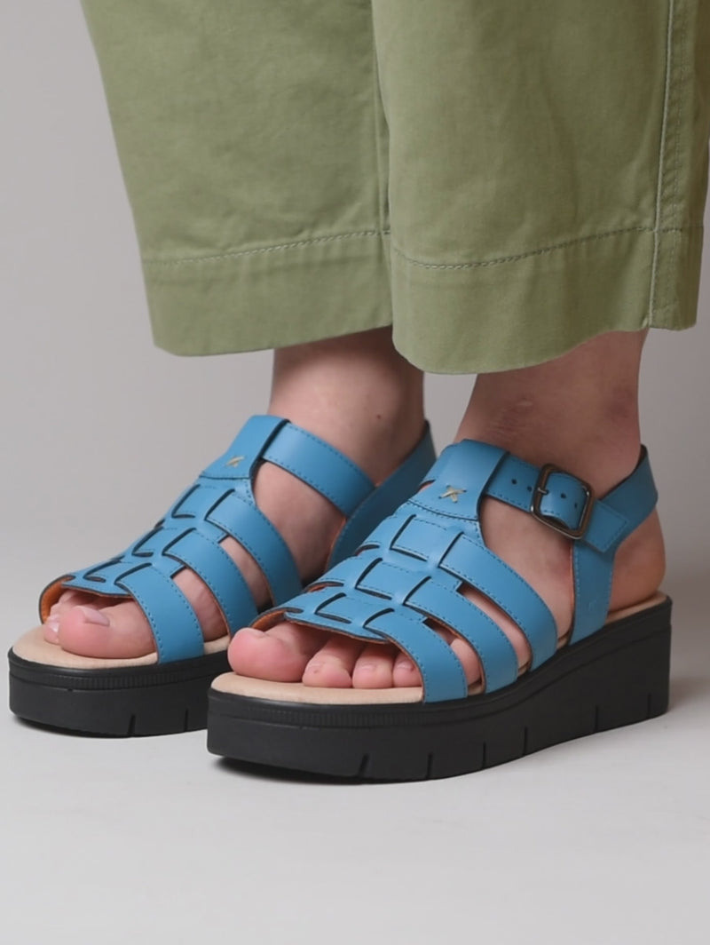 Blue platform gladiator sandals - TULSA MARINE TEAL LEATHER