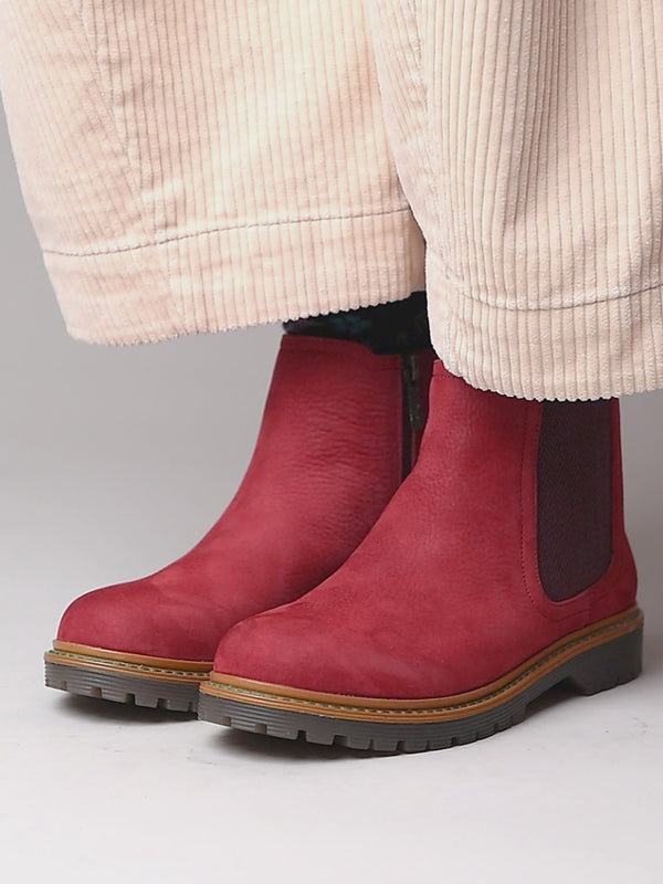 Red chunky Chelsea boot - SKERRY 2 RED NUBUCK