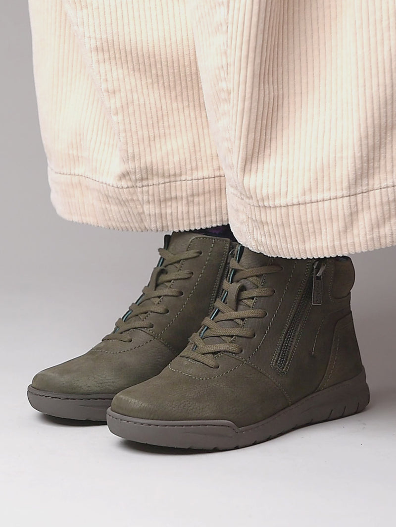 Green adjustable ankle boot - SONJA 2 OLIVE GREEN NUBUCK