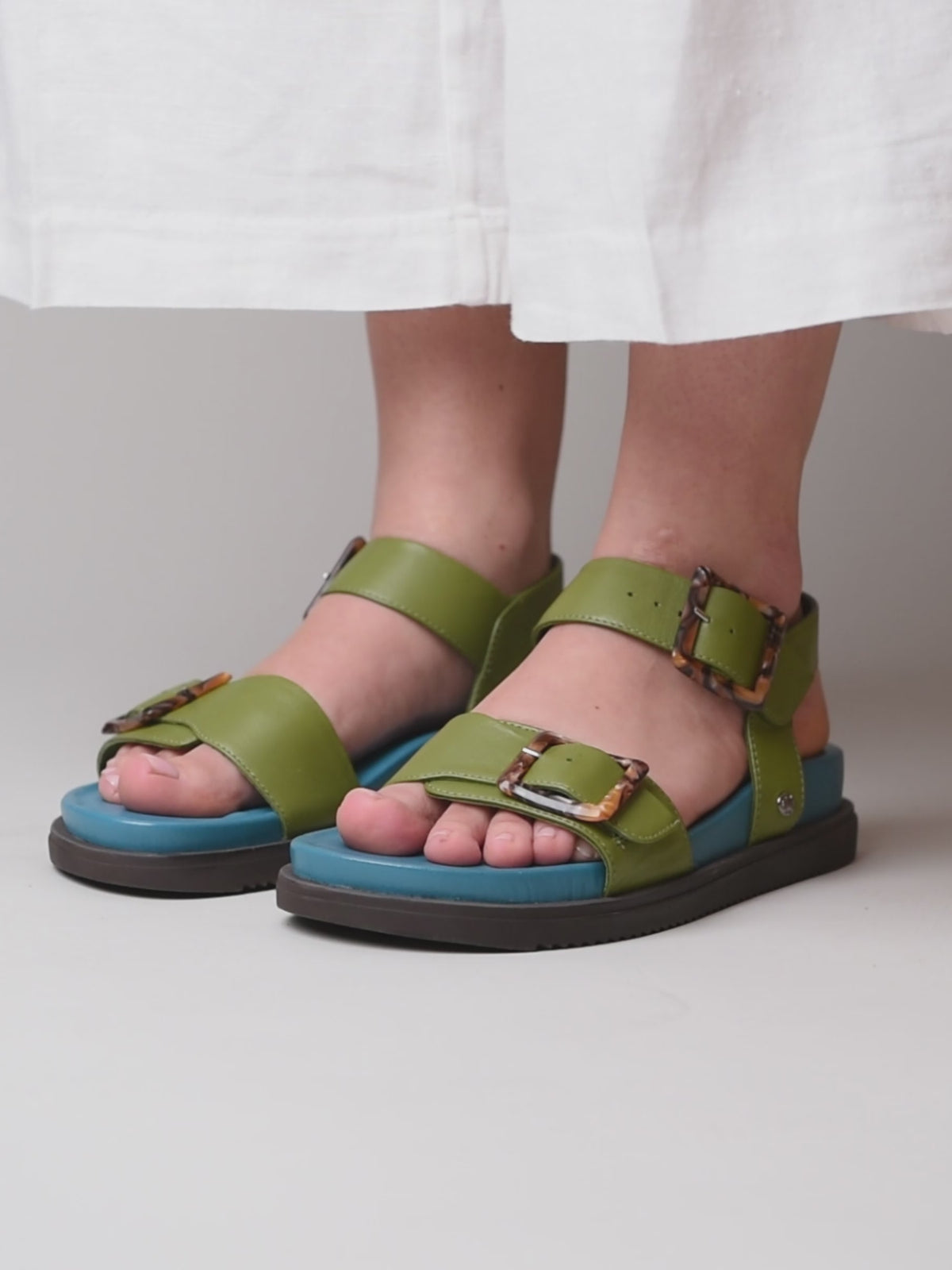 NEWARK 2 GUACAMOLE/MARINE TEAL LEATHER