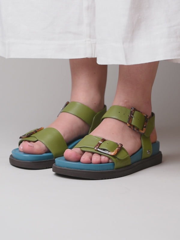 NEWARK 2 GUACAMOLE/MARINE TEAL LEATHER