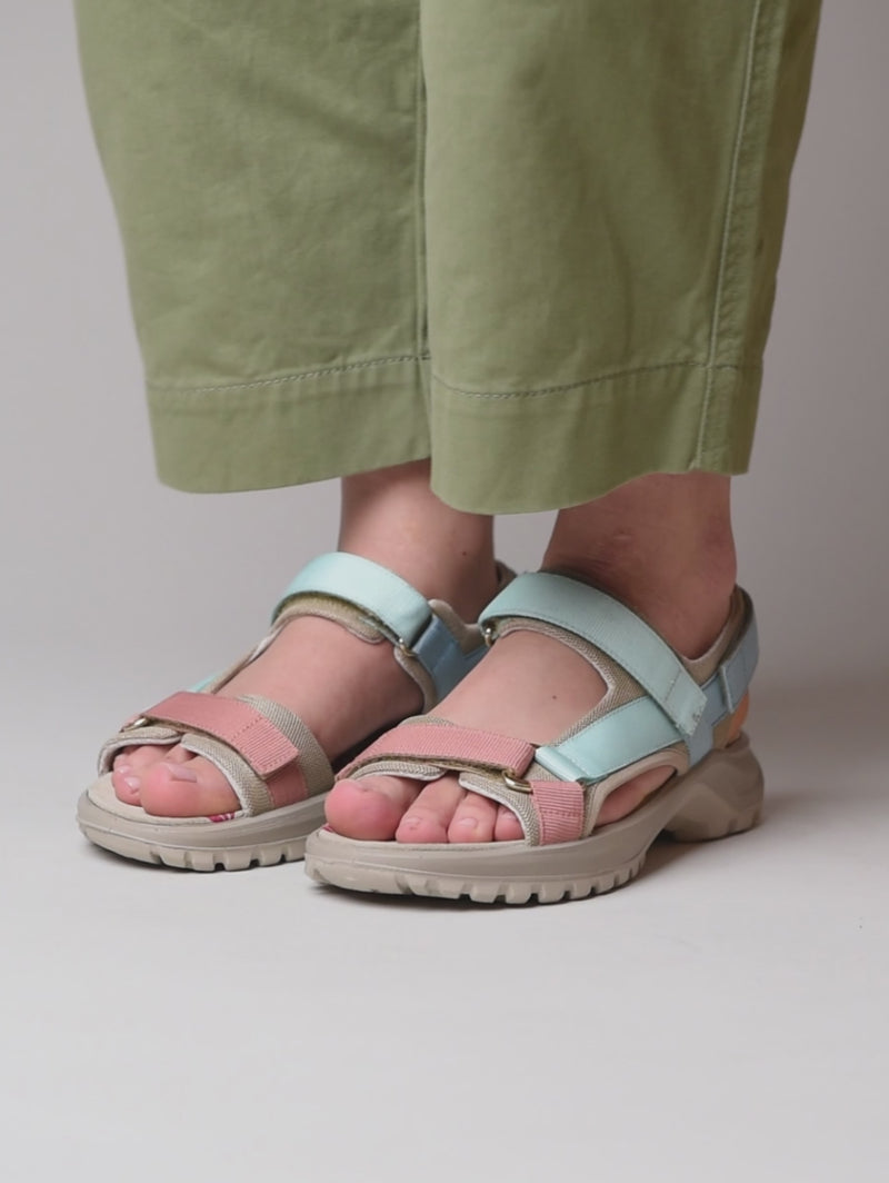 Blue chunky lightweight adventure sandals - LUNE SKY BLUE MULTI