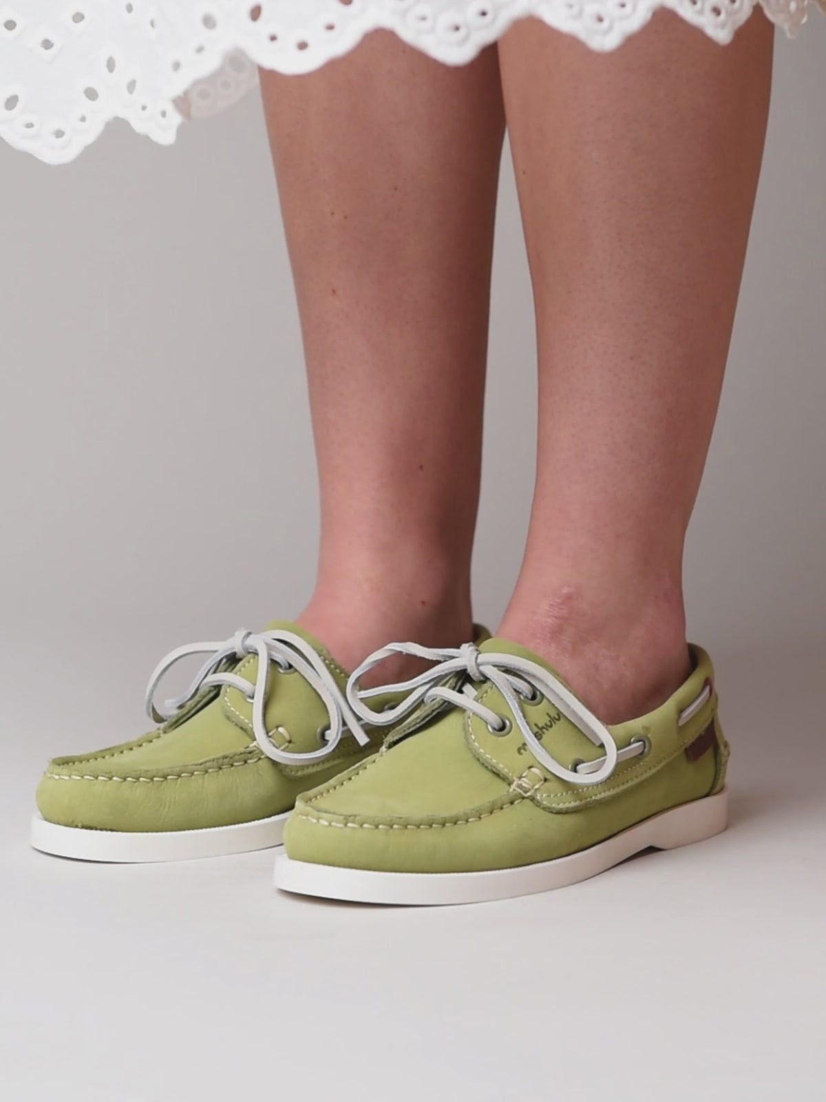 SALCOMBE 3 LICHEN GREEN NUBUCK