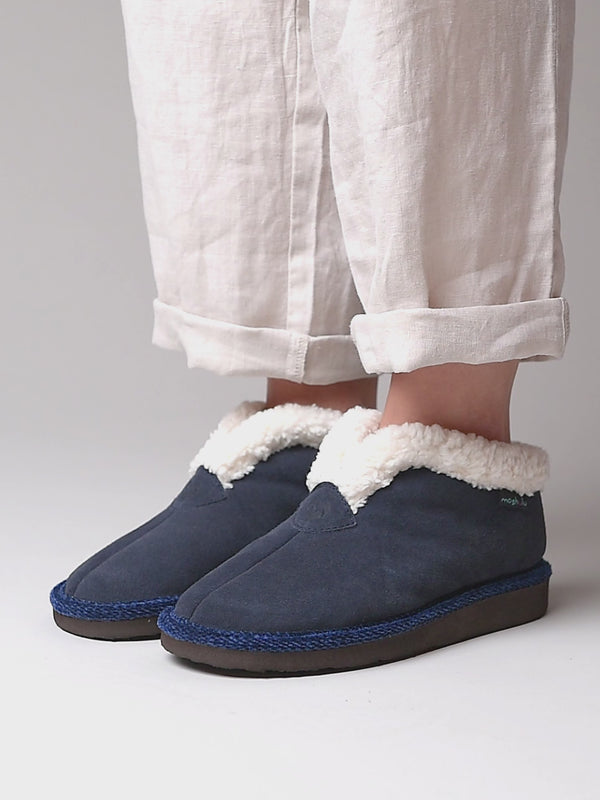 Blue suede bootie slippers - BO SUEDE INDIGO