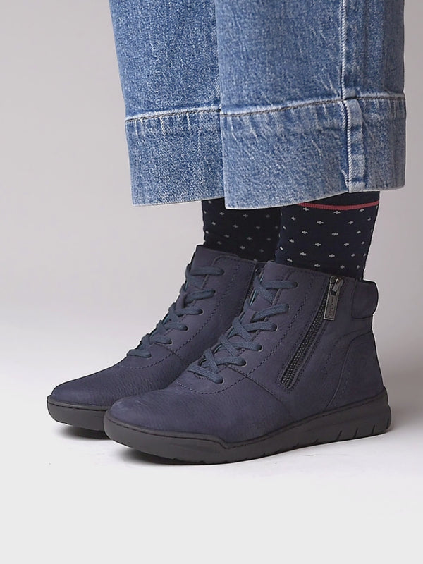 Blue adjustable ankle boot - SONJA 2 INDIGO NUBUCK