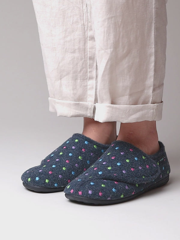 Blue adjustable touch fastening slipper - WATKIN NAVY