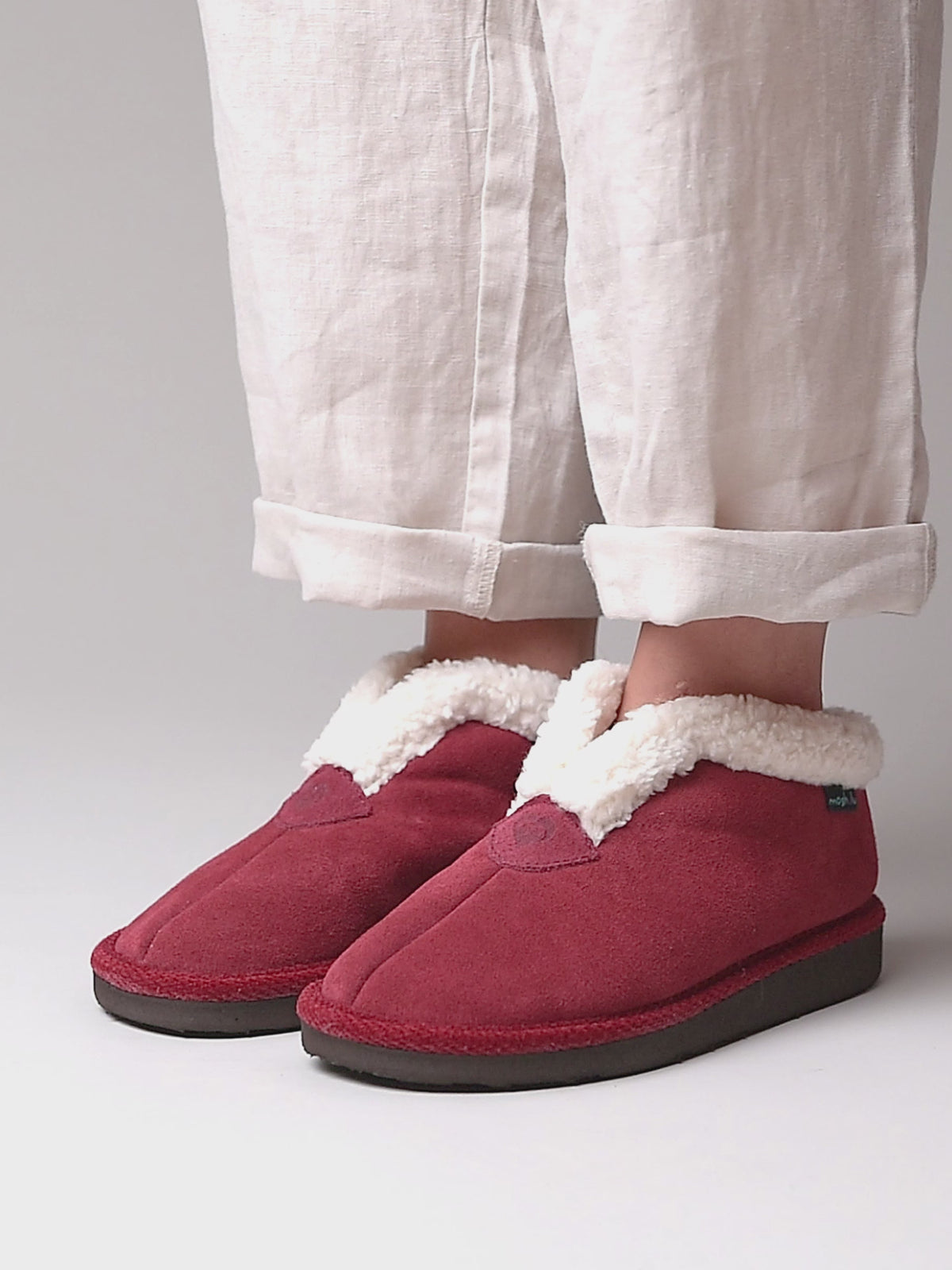 Red suede bootie slippers - BO SUEDE CRANBERRY