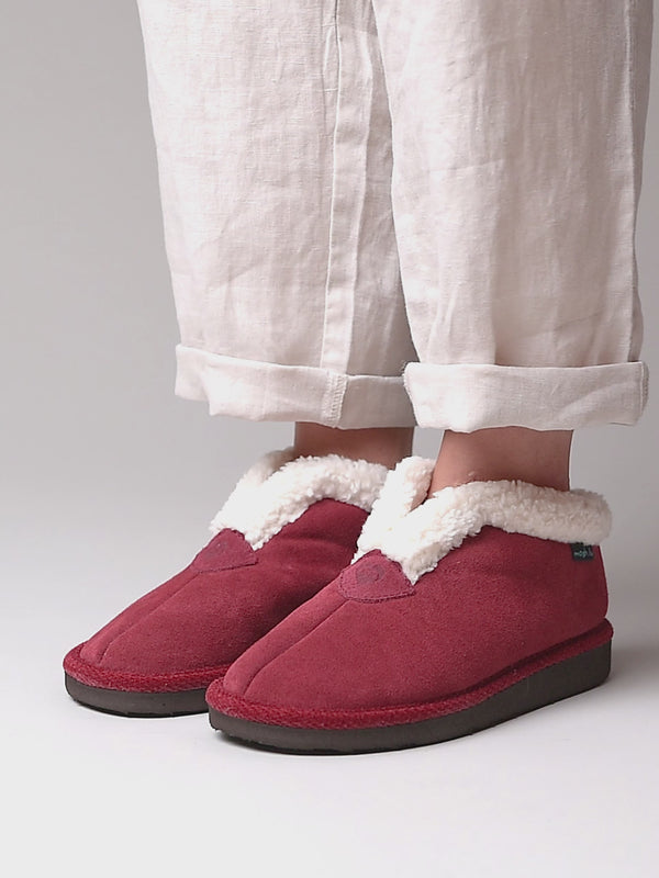 Red suede bootie slippers - BO SUEDE CRANBERRY