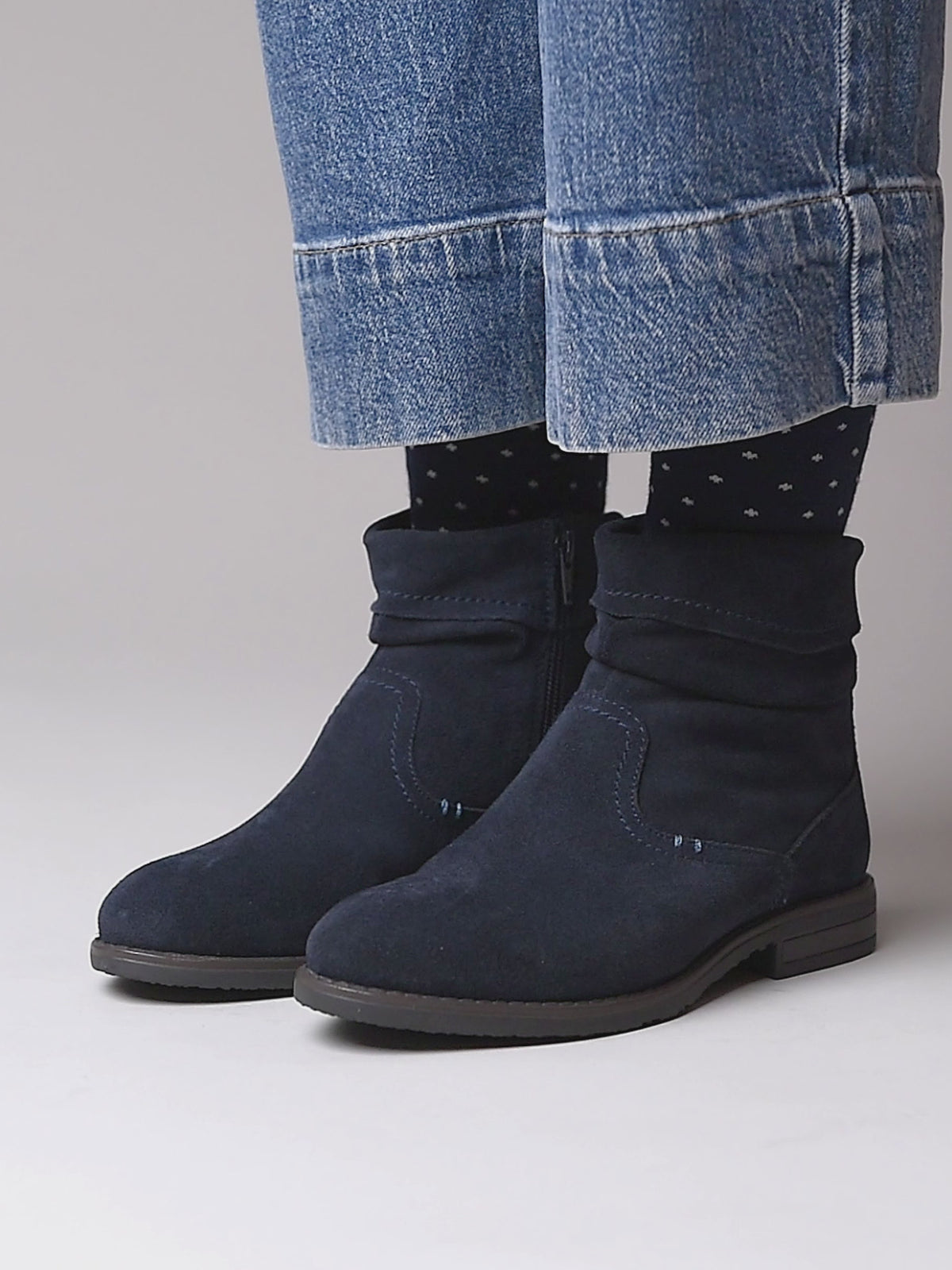 Blue ruched suede pixie ankle boots - PIPISTRELLE 3 INDIGO