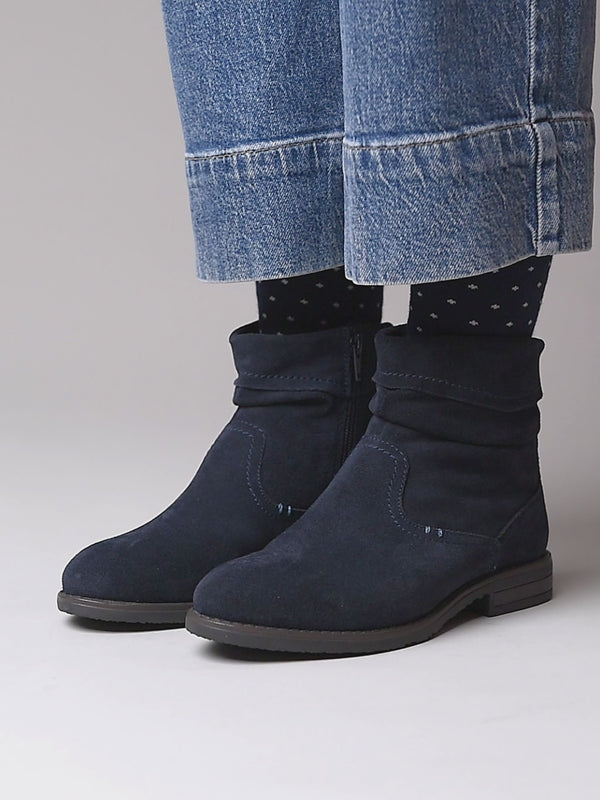 Blue ruched suede pixie ankle boots - PIPISTRELLE 3 INDIGO