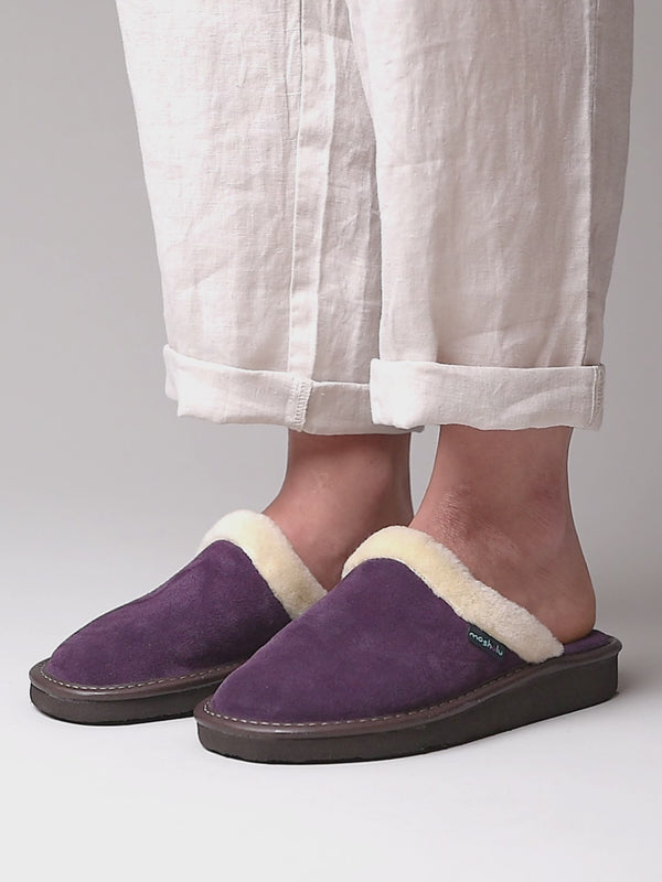 Purple classic suede mule slippers - VITORIA DEEP VIOLET