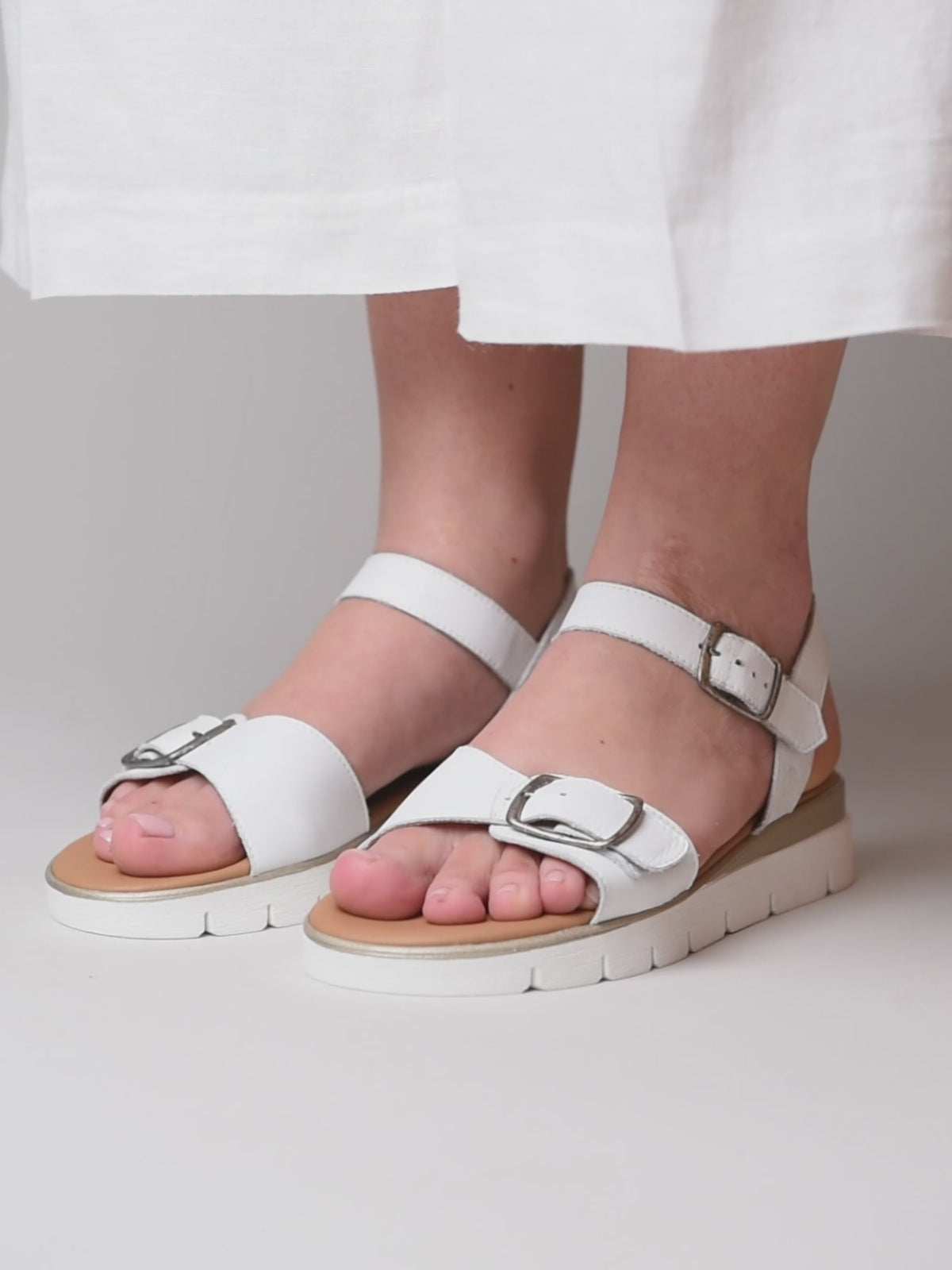 White cushioned slingback city sandals - PHILLY WHITE LEATHER