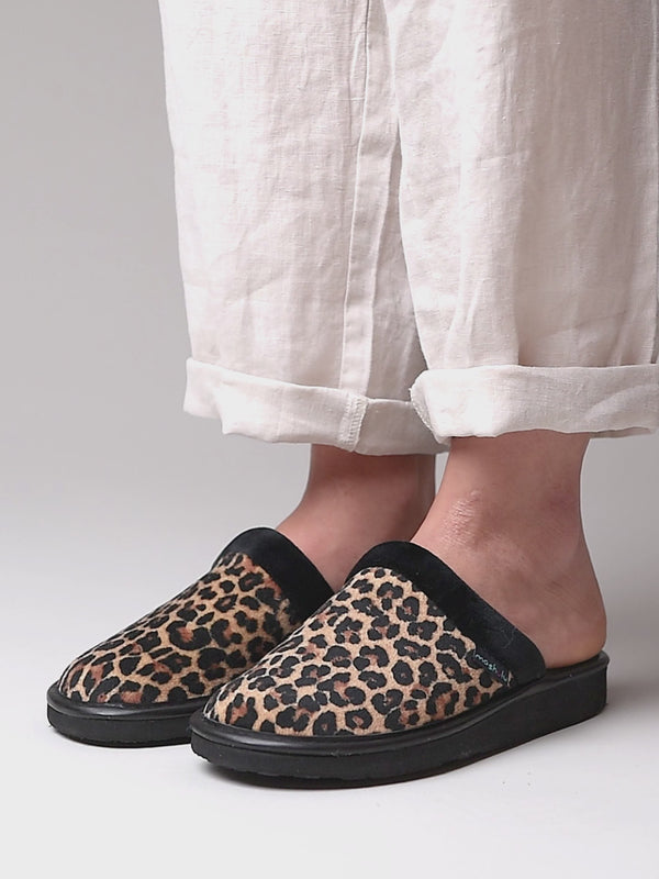 Animal print mule slippers - BABA LEOPARD