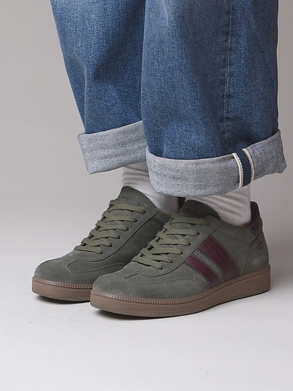 Green colourful and metallic fashion trainers - JESS OLIVE GREEN SUEDE