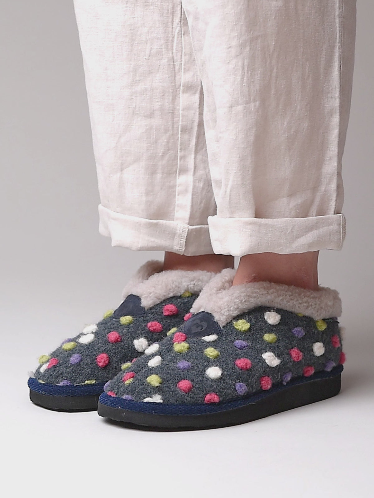 Blue short spotty bootie slippers - BO INDIGO