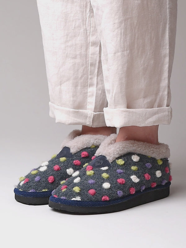 Blue short spotty bootie slippers - BO INDIGO