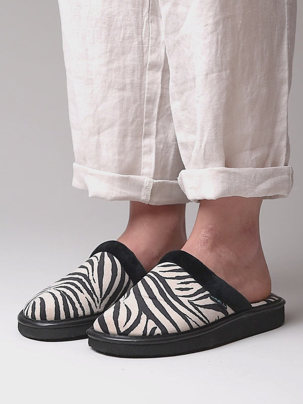 Animal print mule slippers - BABA ZEBRA