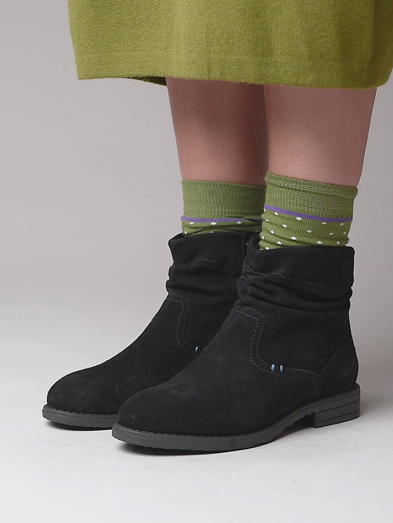 Black ruched suede pixie ankle boots - PIPISTRELLE 3 BLACK