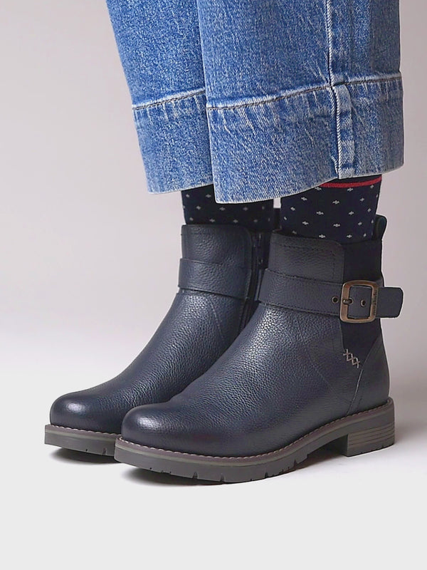 Blue chelsea boot with dual-fit - RIA INDIGO LEATHER