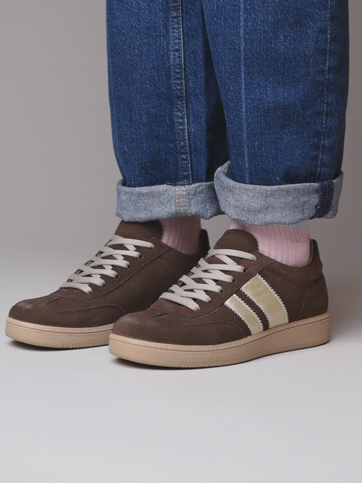 Brown colourful and metallic fashion trainers - JESS BROWN SUEDE