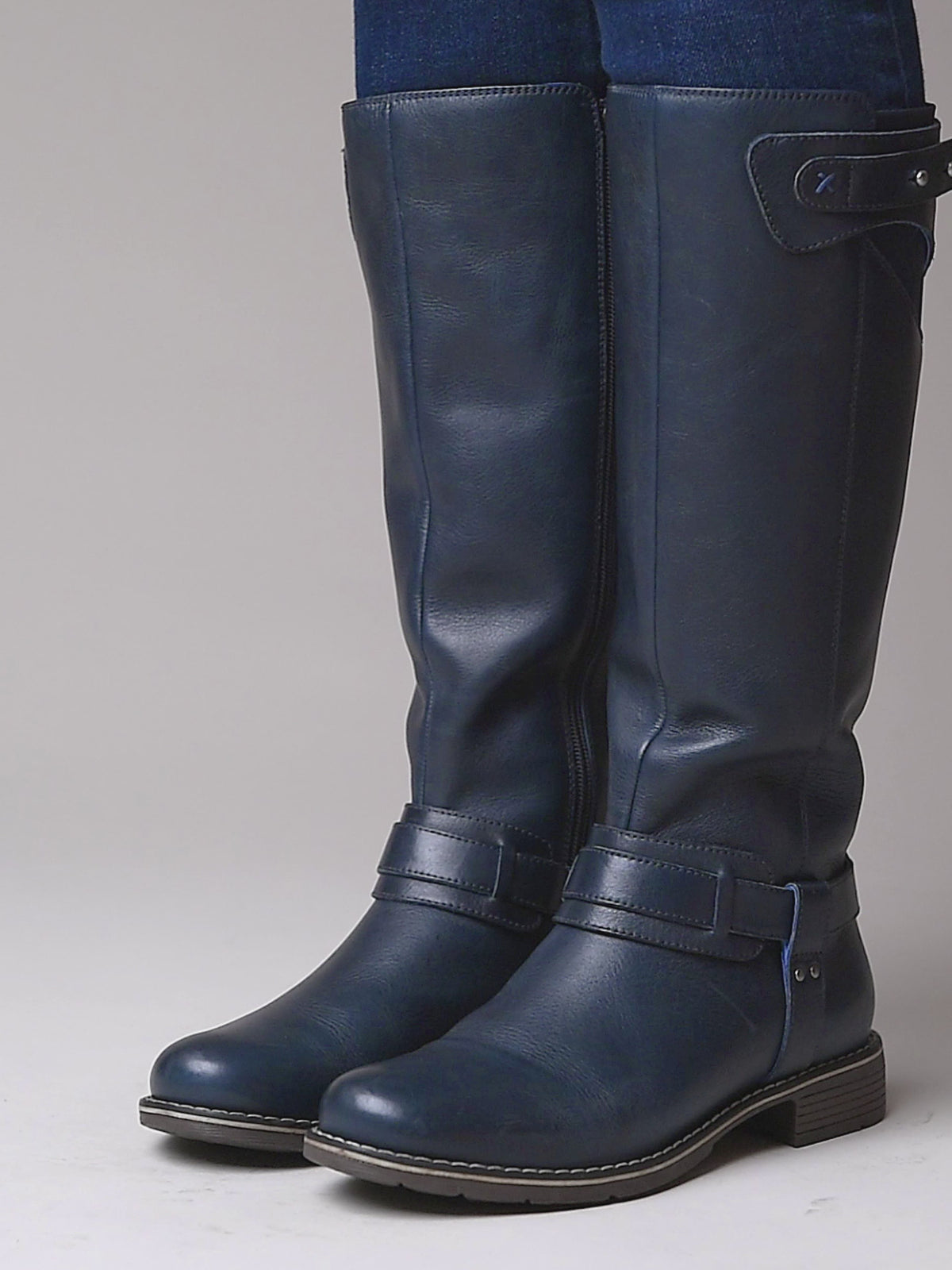 Blue classic leather long boots - MISTLETOE INDIGO