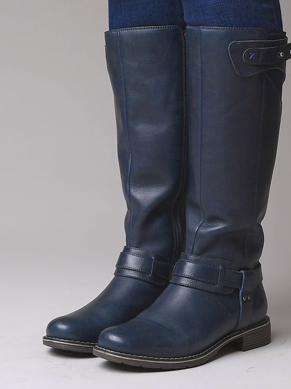 Blue classic leather long boots - MISTLETOE INDIGO