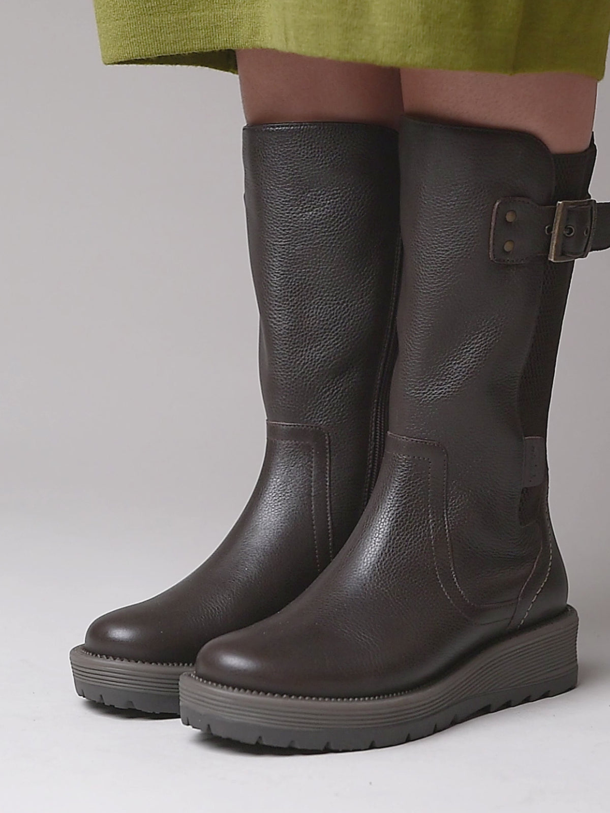 Brown mid-calf elasticated boot - RANNOCH CHOCOLATE LEATHER