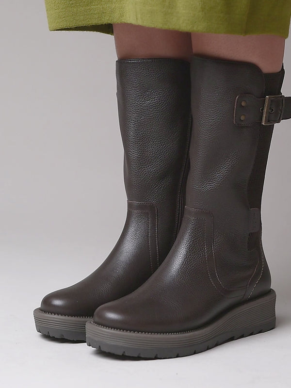 Brown mid-calf elasticated boot - RANNOCH CHOCOLATE LEATHER