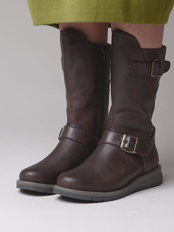 Brown wedge mid-length leather boots - NIGHTJAR CHOCOLATE