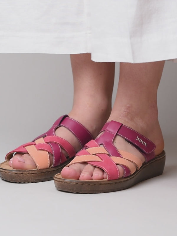 ZAHARA FUCHSIA PINK MULTI LEATHER