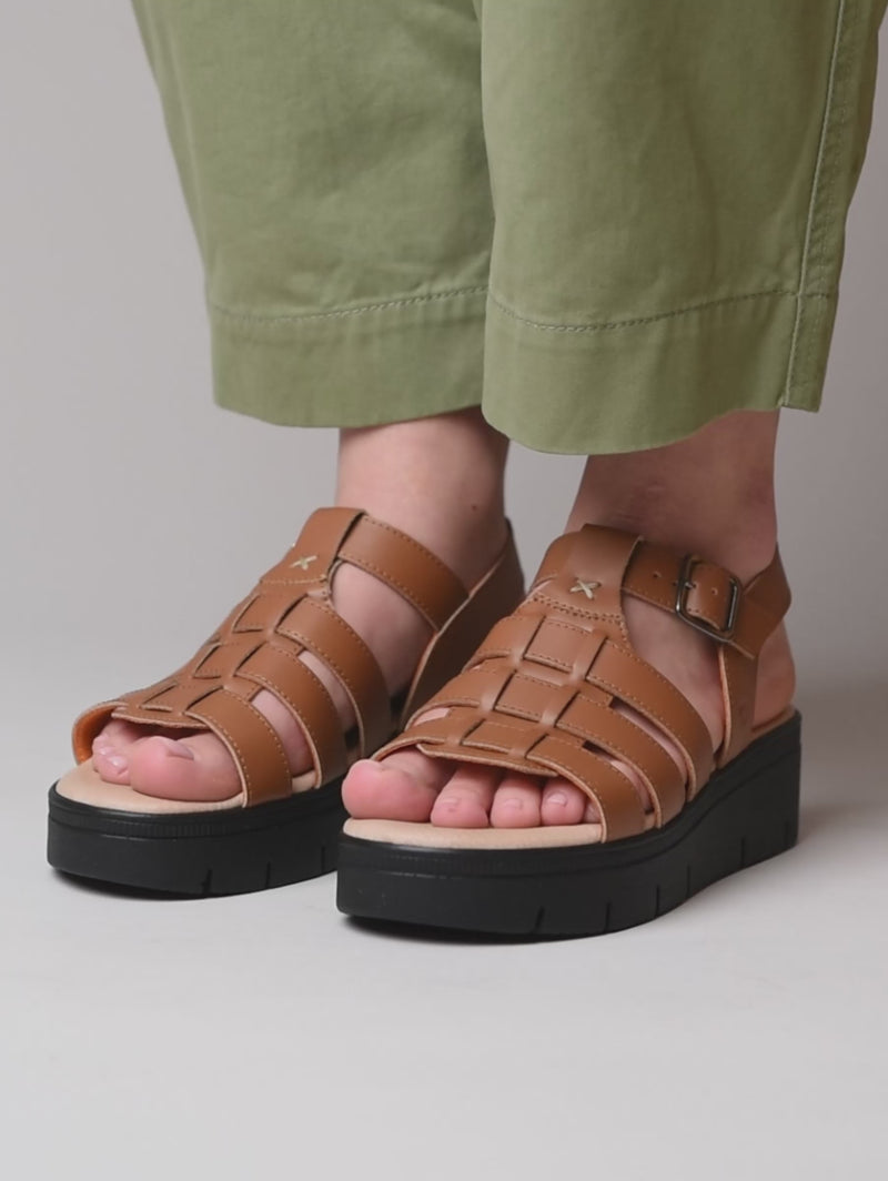 Brown platform gladiator sandals - TULSA TAN LEATHER