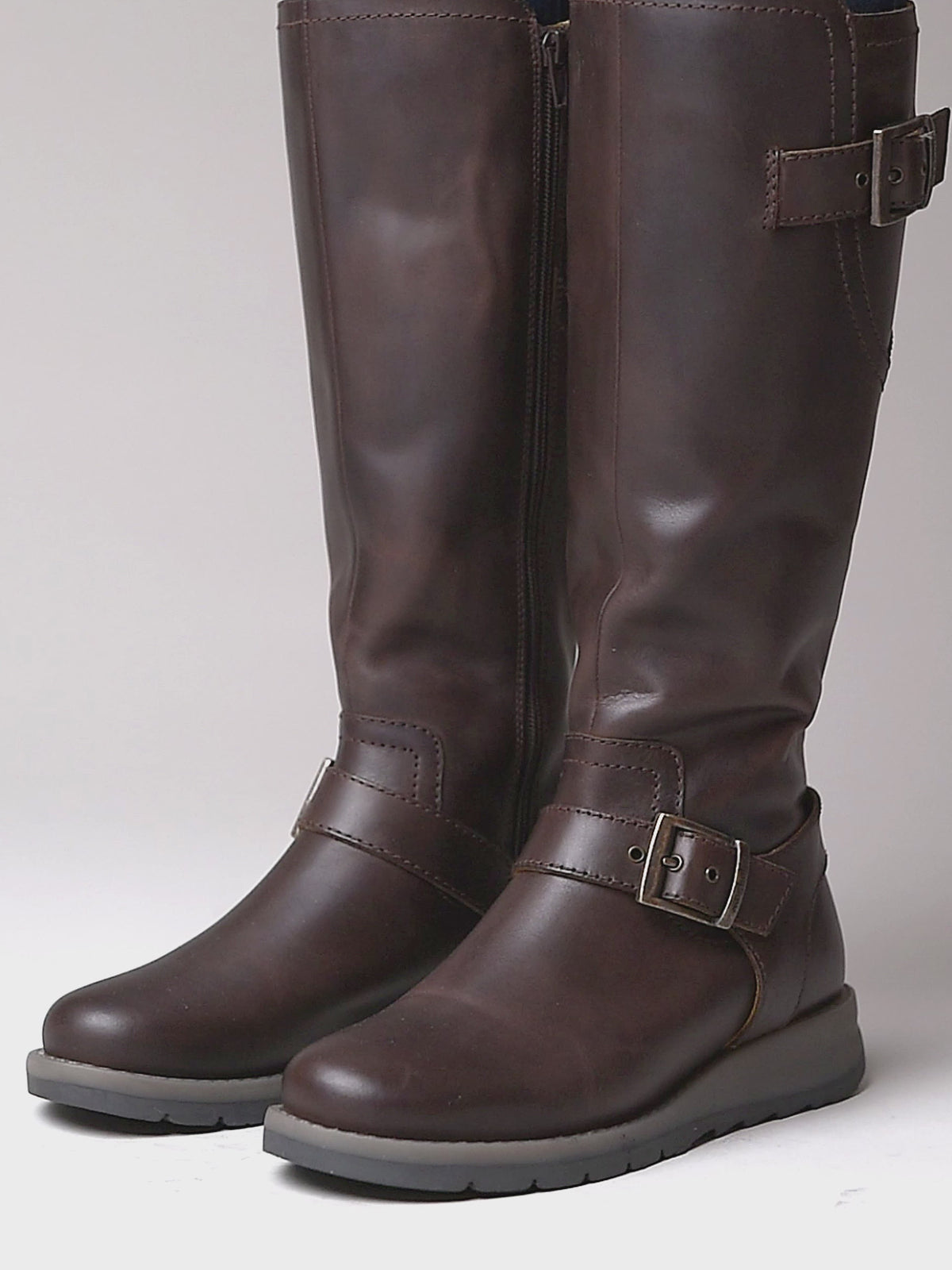 Brown long leather wedge boots - STARGAZER CHOCOLATE