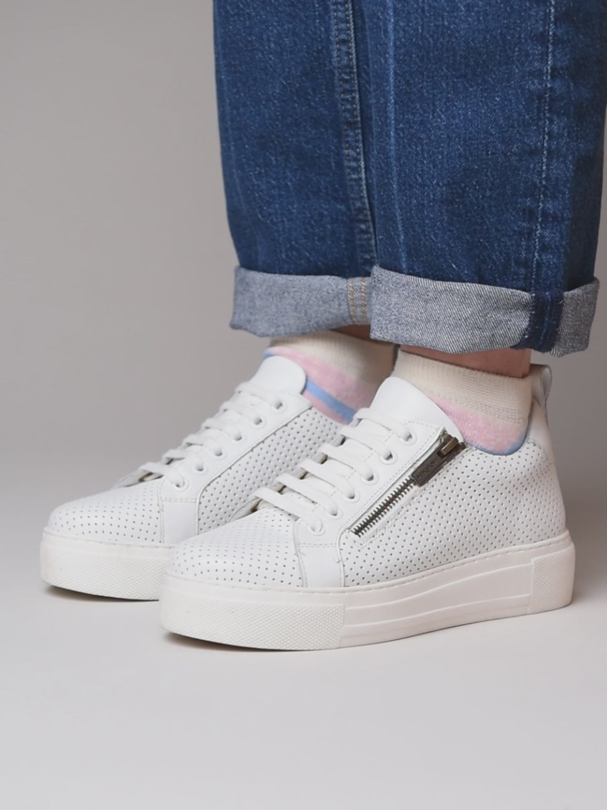 White flatform zip trainers - DAWLISH WHITE