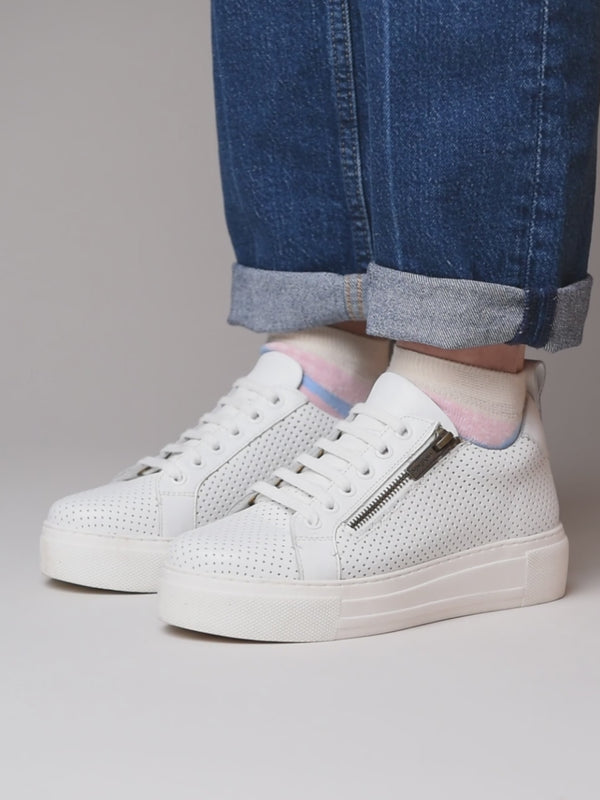 White flatform zip trainers - DAWLISH WHITE