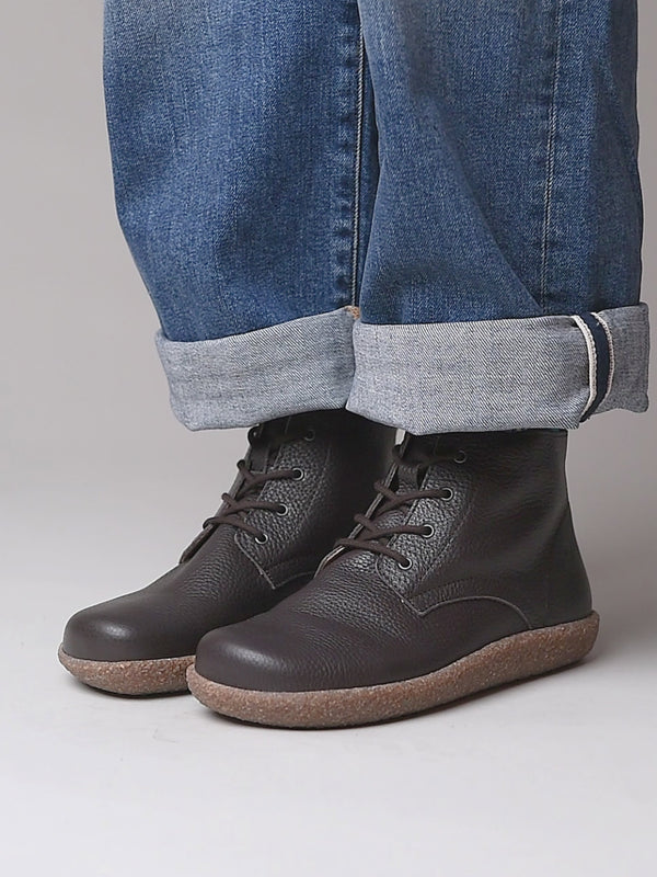 Brown cushioned lace-up leather chukka boots - PINEDA BROWN LEATHER