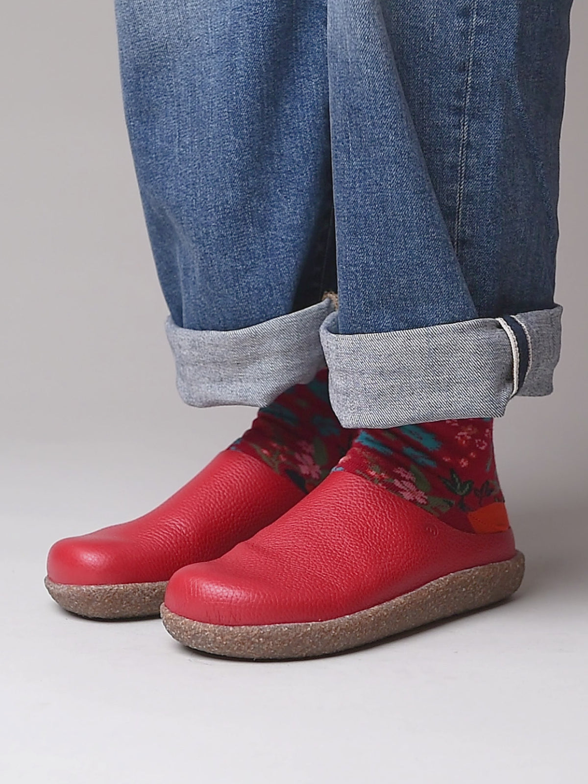 Red extra cushioned leather clogs - PEVENSEY RED LEATHER