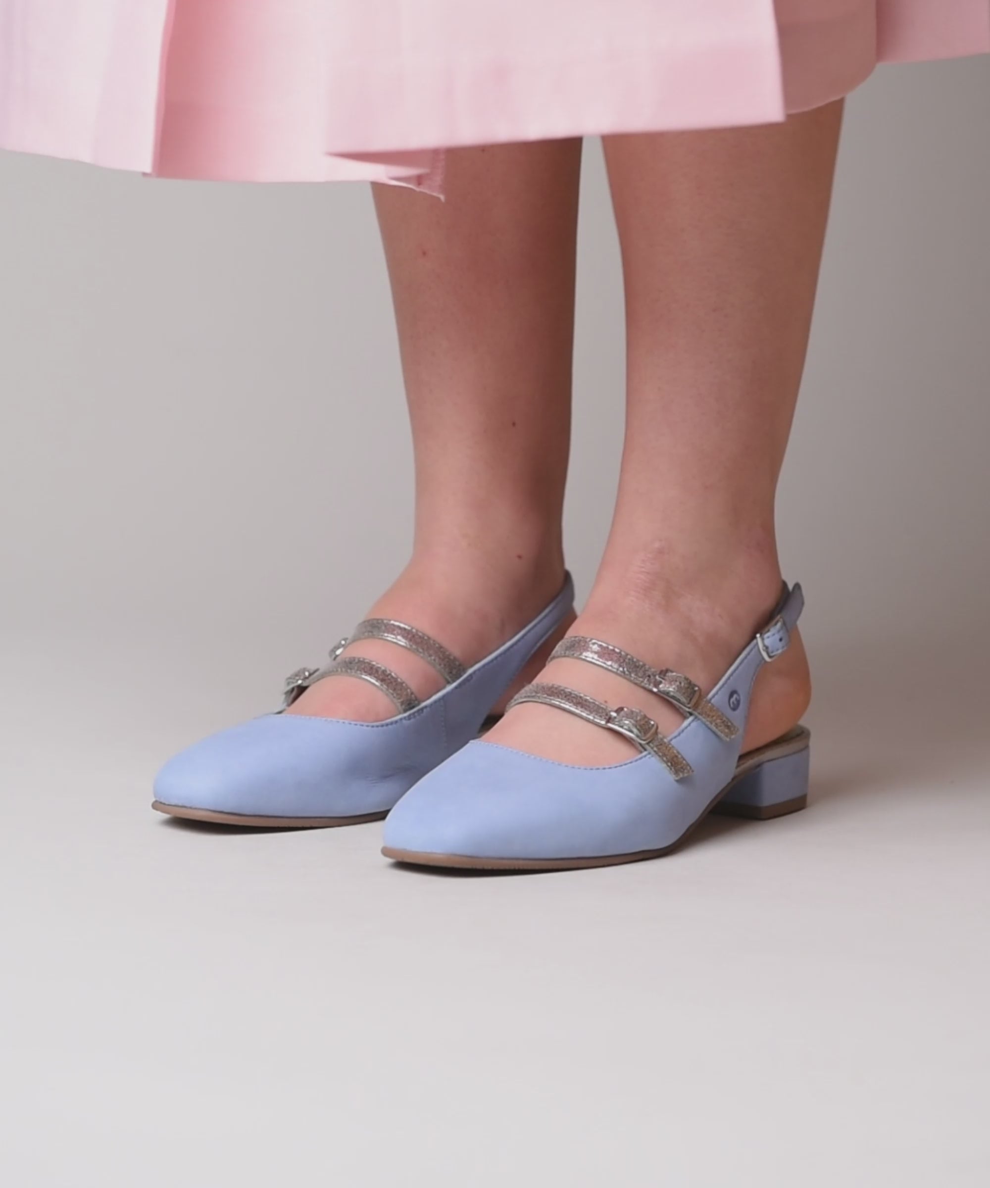 HARUKA CORNFLOWER BLUE NUBUCK | Blue ladies strappy slingback